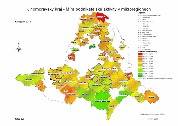 Jihomoravsk kraj - Mra podnikatelsk aktivity v mikroregionech
