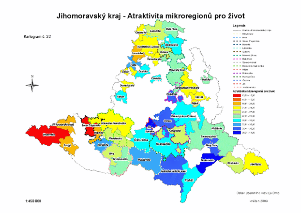 Jihomoravsk kraj - Atraktivita mikroregion pro ivot