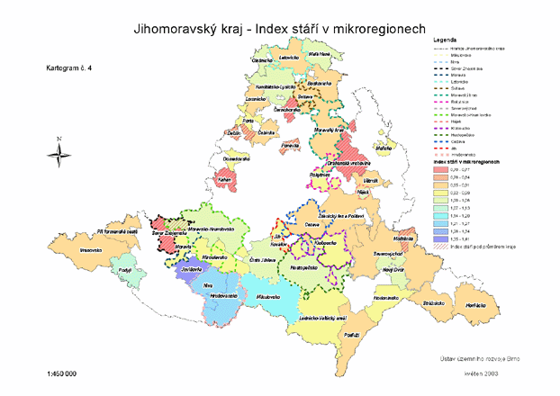 Jihomoravsk kraj - Index st v mikroregionech